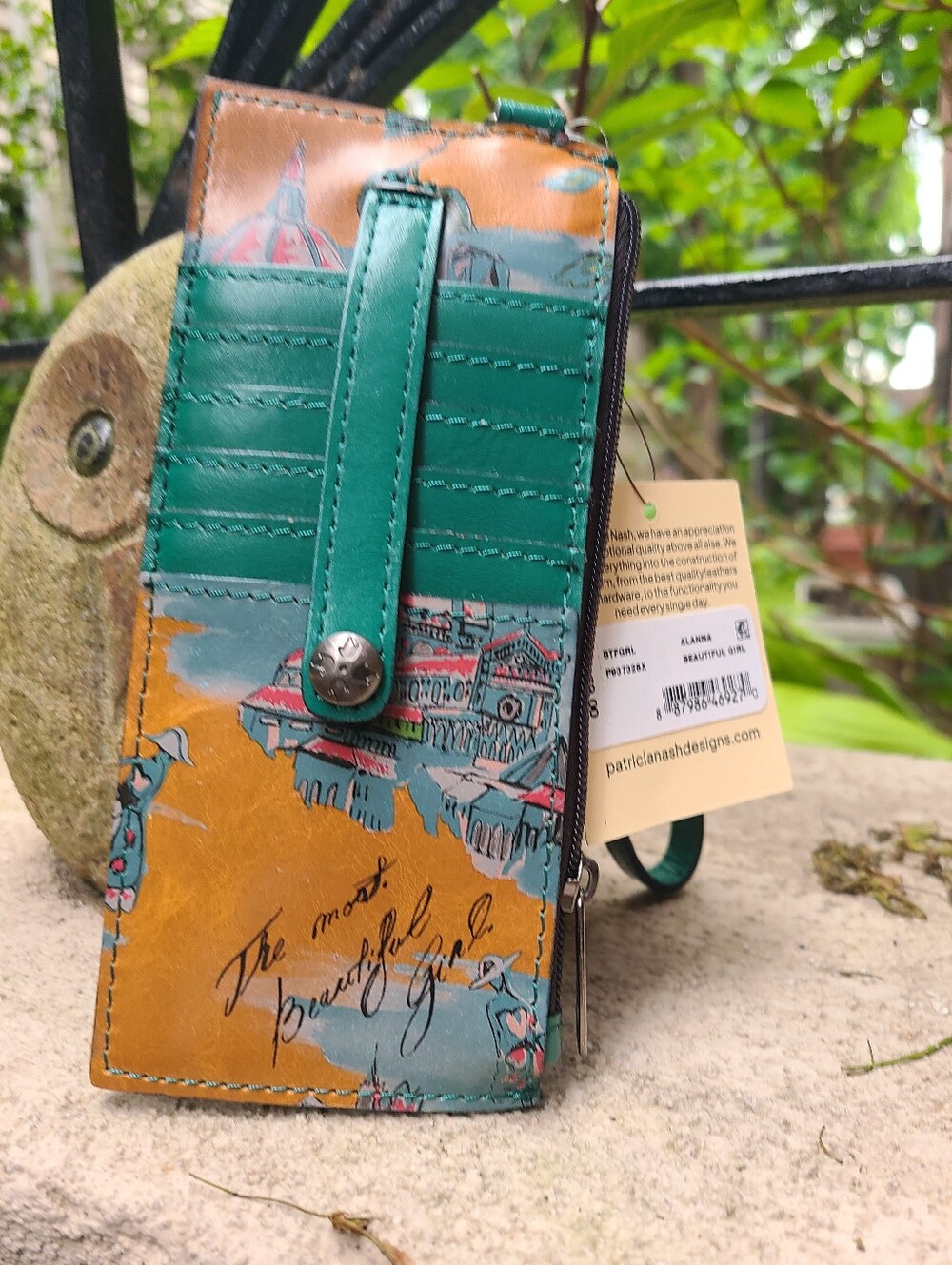 Patricia Nash Alanna Wristlet Wallet Credit Card Holder "Beautiful Girl" NWT